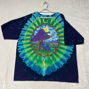 VTG Y2K Liquid Blue Mens XXL Mushroom Reaper Stoner T-Shirt 2000 Graphic Tee USA